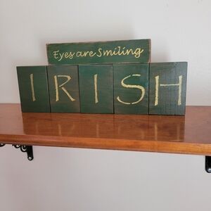 Irish Decor Green and Gold  Wooden Blocks